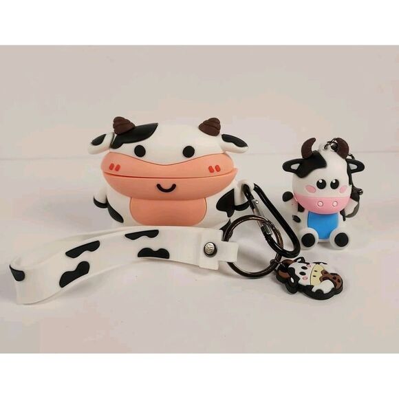 3D Cute Cartoon Cow Silicone Case Cover‎ For Apple Airpods Pro Cow Keychain 9b2 - Picture 1 of 12
